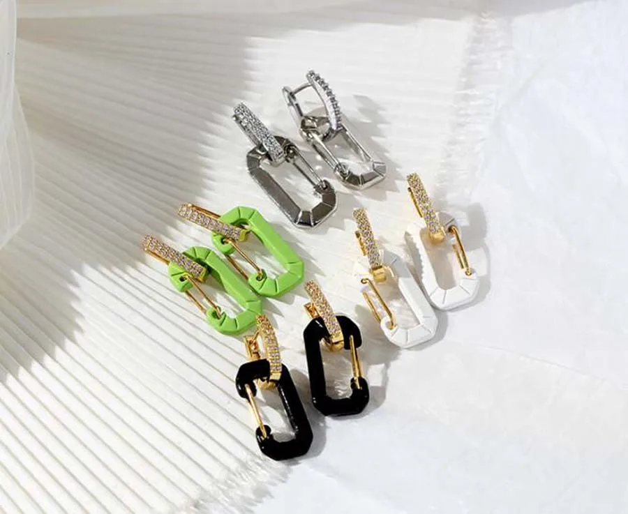 Boucles d'oreilles en strass brillants pour femmes, bijoux à chaîne, chic et détachable, de couleur bonbon, de style japonais et coréen