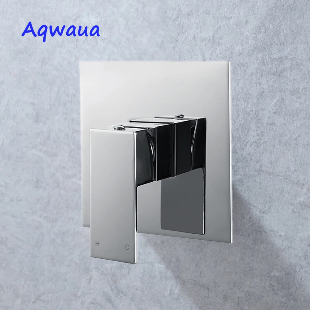 Aqwaua Black Concealed Shower Mixer Wall Mounted Valve Hot& Cold Water Faucet Diverter Brass Stopper