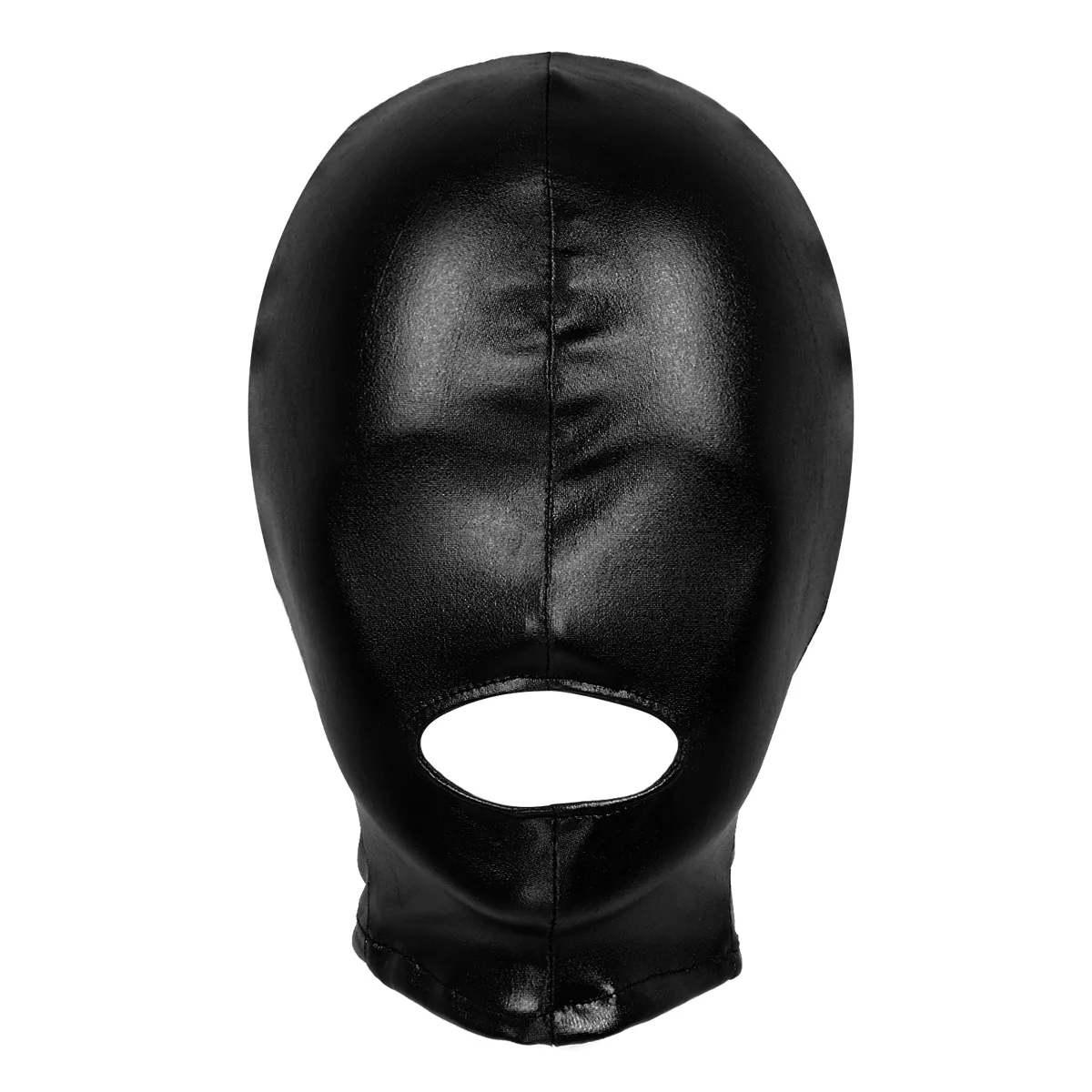 Unisex Mens or Women Latex Shiny Metallic Open Mouth Hole Headgear Full Face Mask Hood Costume Kit Masquerade Cosplay Clubwear