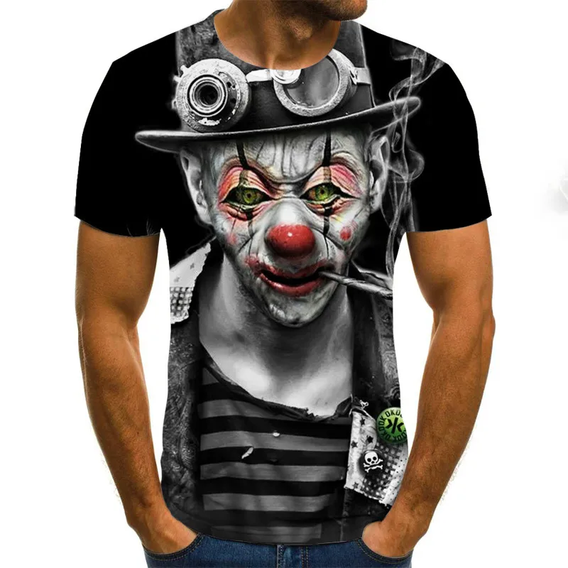 Popular Riding a Motorcycle Skull 3D Print t shirt Men Women tshirt Summer Casual Short Sleeve O-neck Streetwear Tops&Tees clown