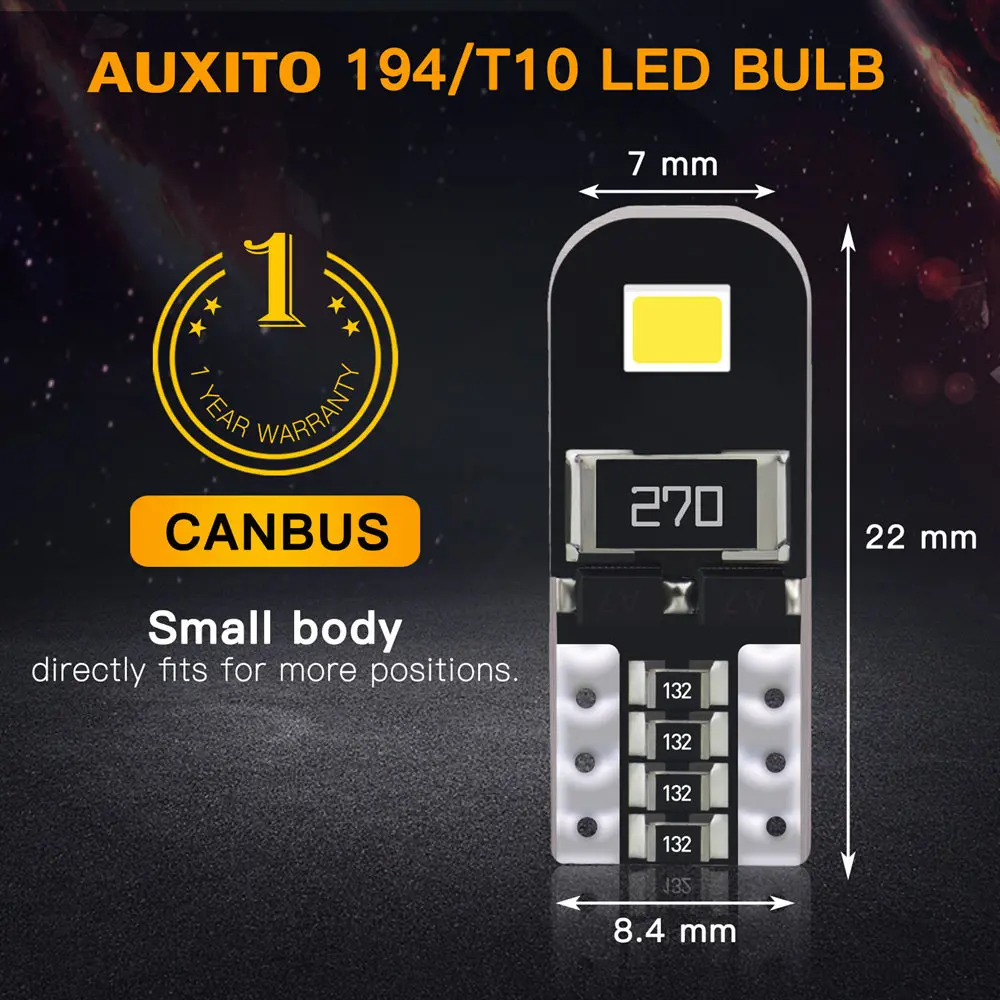 10Pcs W5W T10 LED Canbus Bulb for Mercedes W203 W205 W204 W211 W212 Car Interior Dome Light Trunk Lamp Parking Lights Error Free