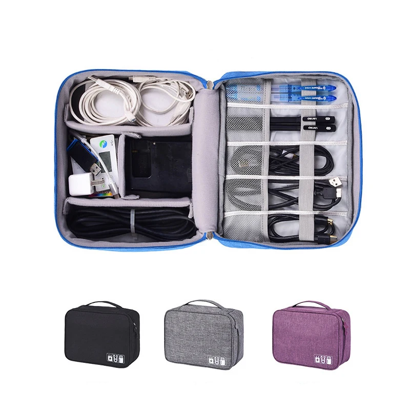 Travel Cable Bag Portable Digital USB Gadget Organizer Charger Wires Cosmetic Zipper Storage Pouch kit Case Accessories Supplies