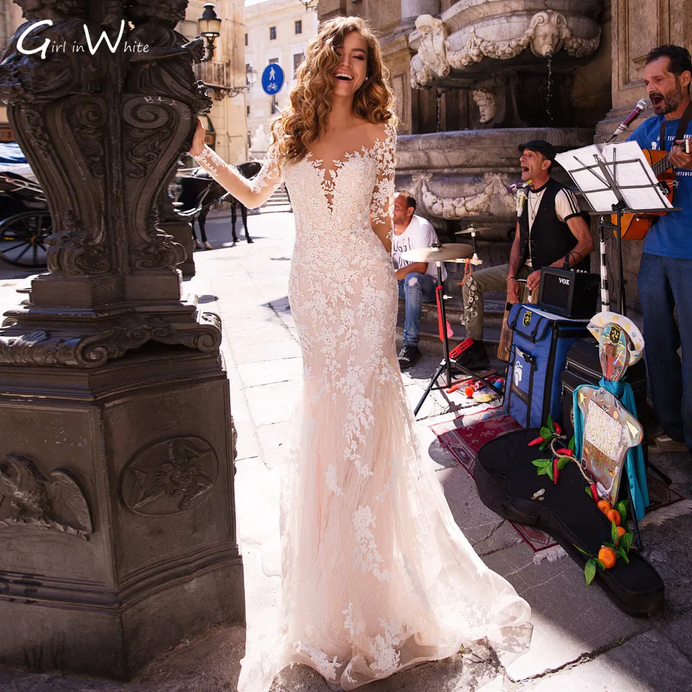 Sexy Lace Mermaid Cheap Wedding Dress Button Back Scoop Neck Bridal customized Robe robe de mariée Bride To Be vestido de noiva