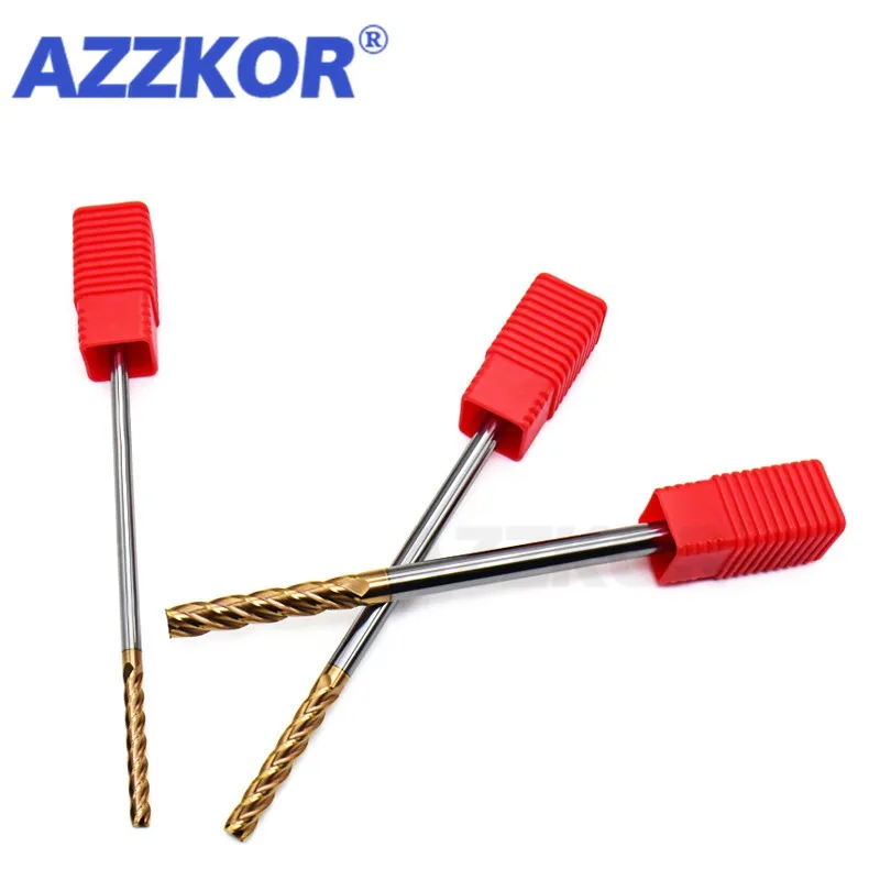 Milling Cutter Alloy Coating Tungsten Steel Tool Cnc Endmill Top Lengthen 75L/100L Wholesale Kit Milling Flat Bottom Long AZZKOR