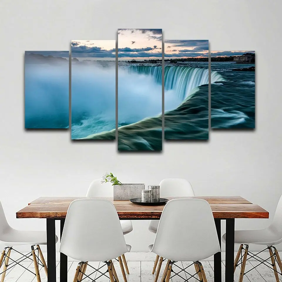 Niagara Falls Sunrise Home Decor Canvas Print 5 Pcs HD Wall Art Modern Pictures Living Room Modular No Frame