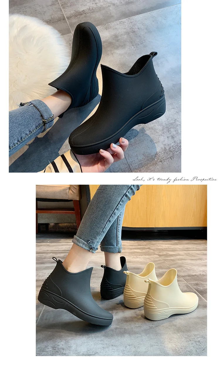 Bottines Femme Confortables Antidérapantes - Imperméables, Semelle Compensée, Facile à Enfiler