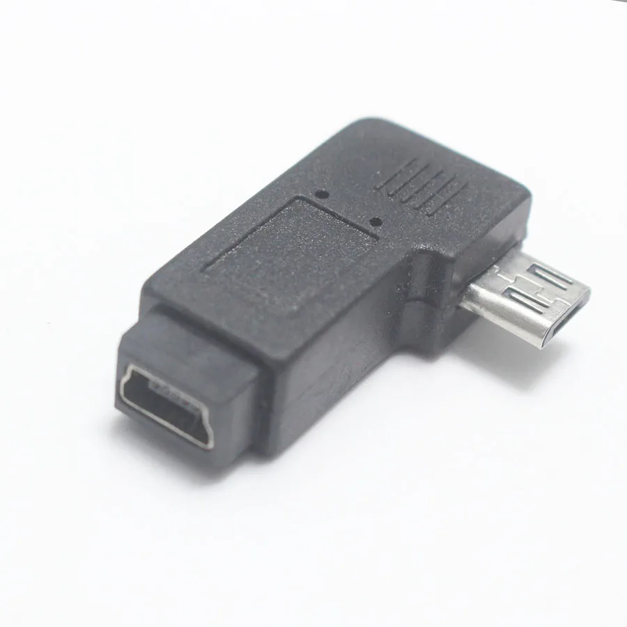 1 szt. 90 stopni lewy i prostopadły Mini USB 5pin żeńska do Micro USB męska synchronizacja danych przejściówka Micro USB do złącza Mini USB