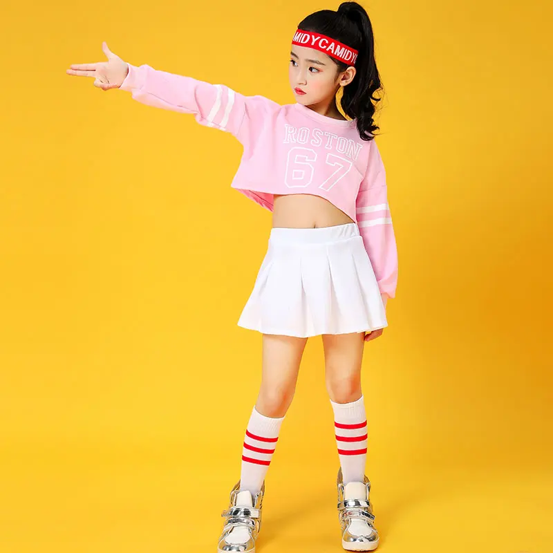 Children Hip Hop Clothes Kids Girls Jazz Street Dance Costume Spring Summer Tops And Skirt Set Ballroom Dancewear Stage Outfit