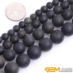 Natural Stone Golden Obsidian Frosted Matte Unpolished Round Loose Spacer Accessorries Beads For Jewelry Making Strand 15 inch