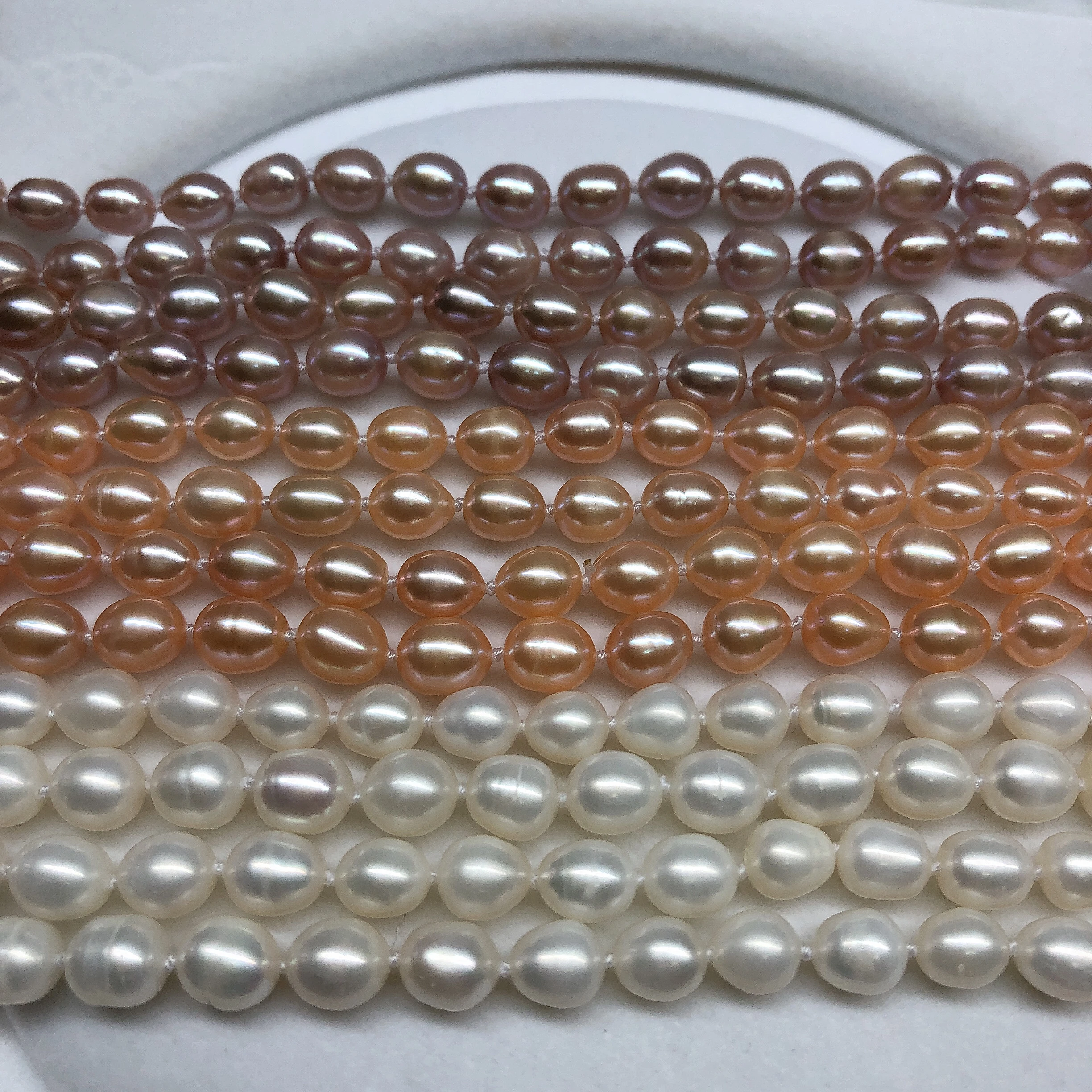 

120cm Long White Orange Purple Color Freshwater Pearl Necklace Knotted Costume Jewellery, 100% Genuine Freshwater 7-8mm Pearls