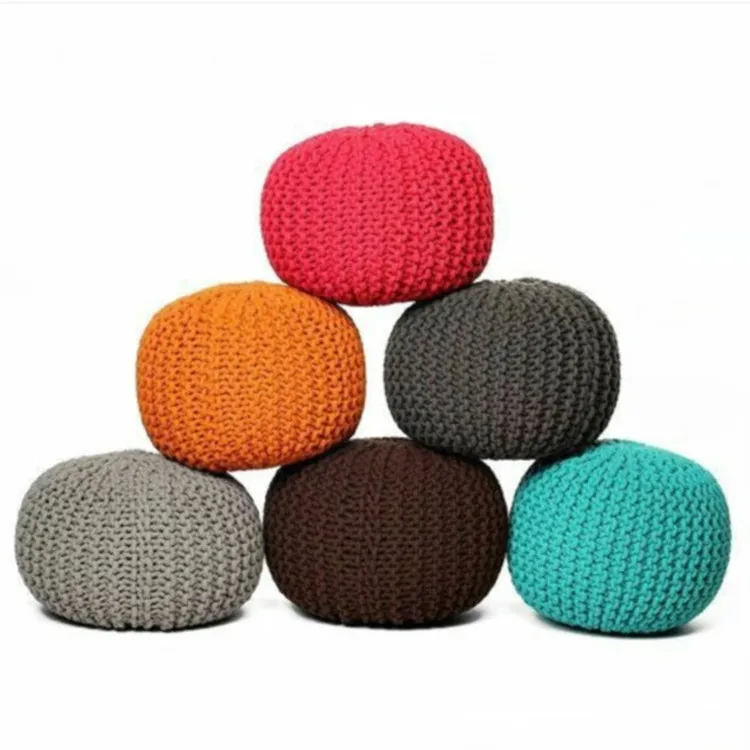 Nordic Cotton Rope Hand Woven Round pier indoor home lazy sofa Creative Washable lazy sofa stool Living room furniture