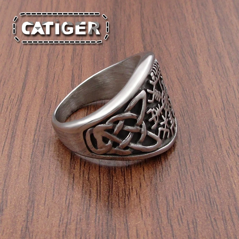 Vintage 316L Stainless Steel Nordic Viking Ring Custom Amulet Rune Scandinavian Odin Symbol Rings Men Jewelry
