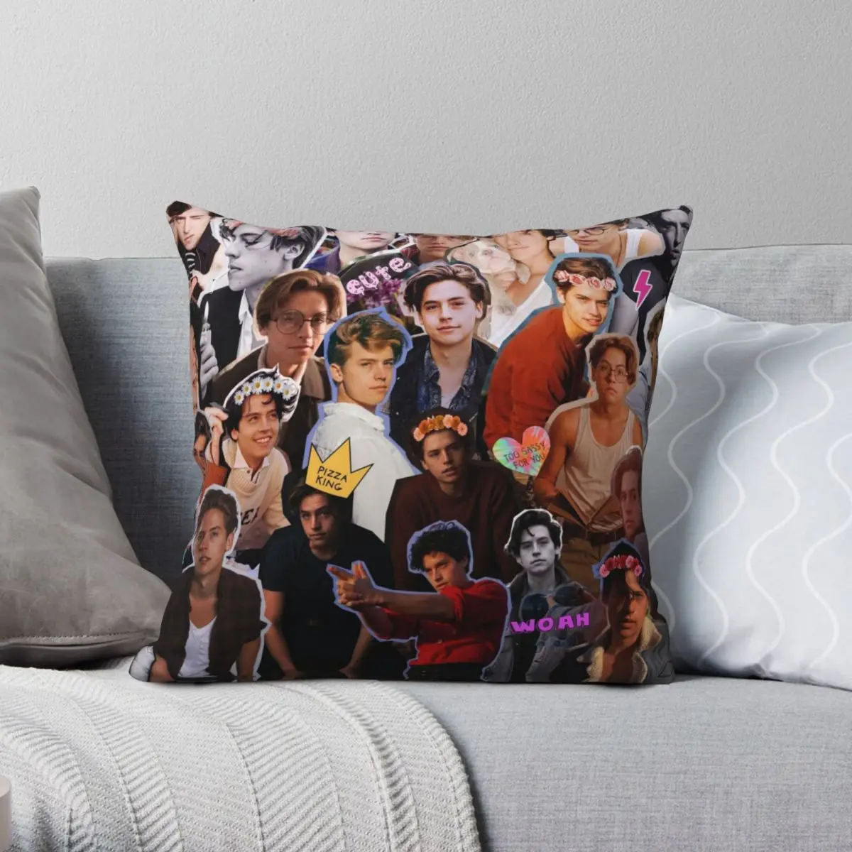 

Cole Sprouse Collage Square Pillowcase Polyester Linen Velvet Printed Zip Decor Pillow Case Home Cushion Case