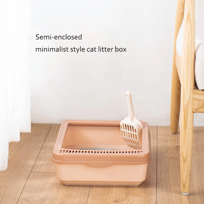 Sandbox cat design Semi-enclosed simple style cat litter box with mesh plastic large tray for kittens indoor Goods for cats