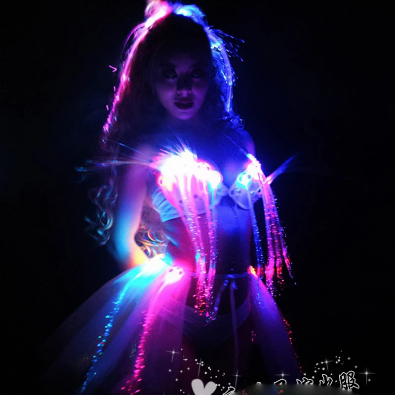 

Nightclub dj ds dance team gogo light up headdress Sexy led luminous bikini headwear party costumes
