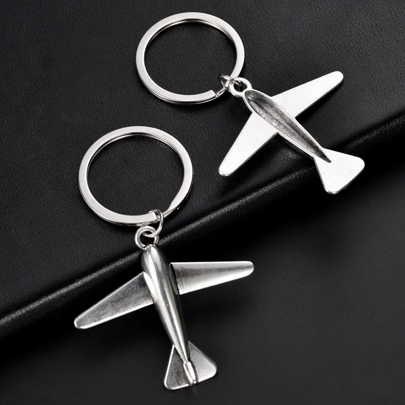 Aircraft Keychain airliner modeling ancient silver Color key Chain Car Key Ring pendant small gifts K2399