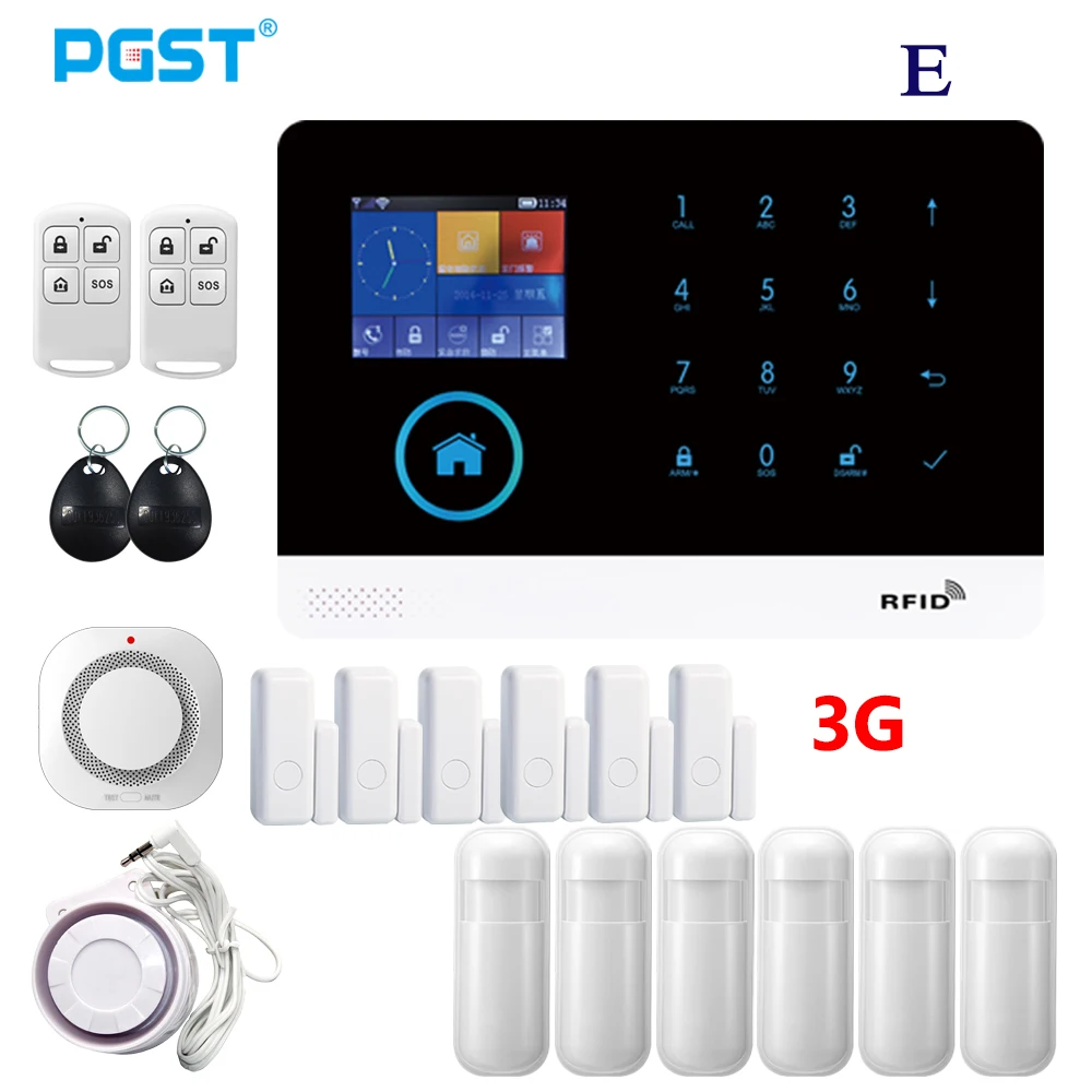 

PGST PG-103 Wi-Fi система сигнализации, домашний датчик безопасности, PIR датчик движения, датчик огня, дыма, Поддержка IOS, Android, управление через приложение