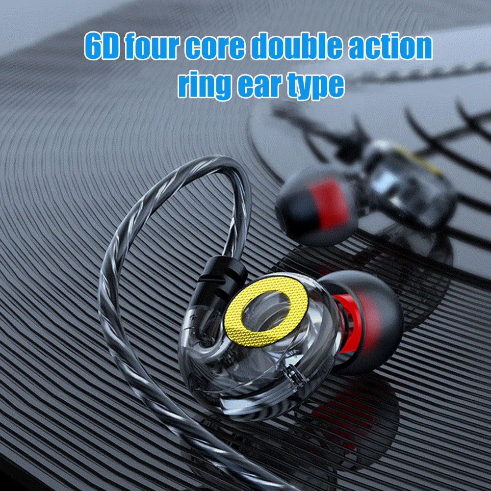 6D 4 Core Dual Dynamic In Ear 3 5mm High Fidelity In Ear Earphones Sports Bass Dynamic Mobile Phone Headset For