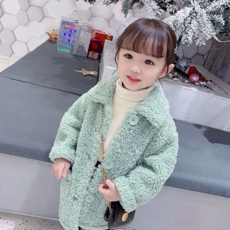 Giacca da bambina in peluche primavera autunno capispalla per bambini moda piccola principessa lana d\'agnello cappotto per ragazze abbigliamento per