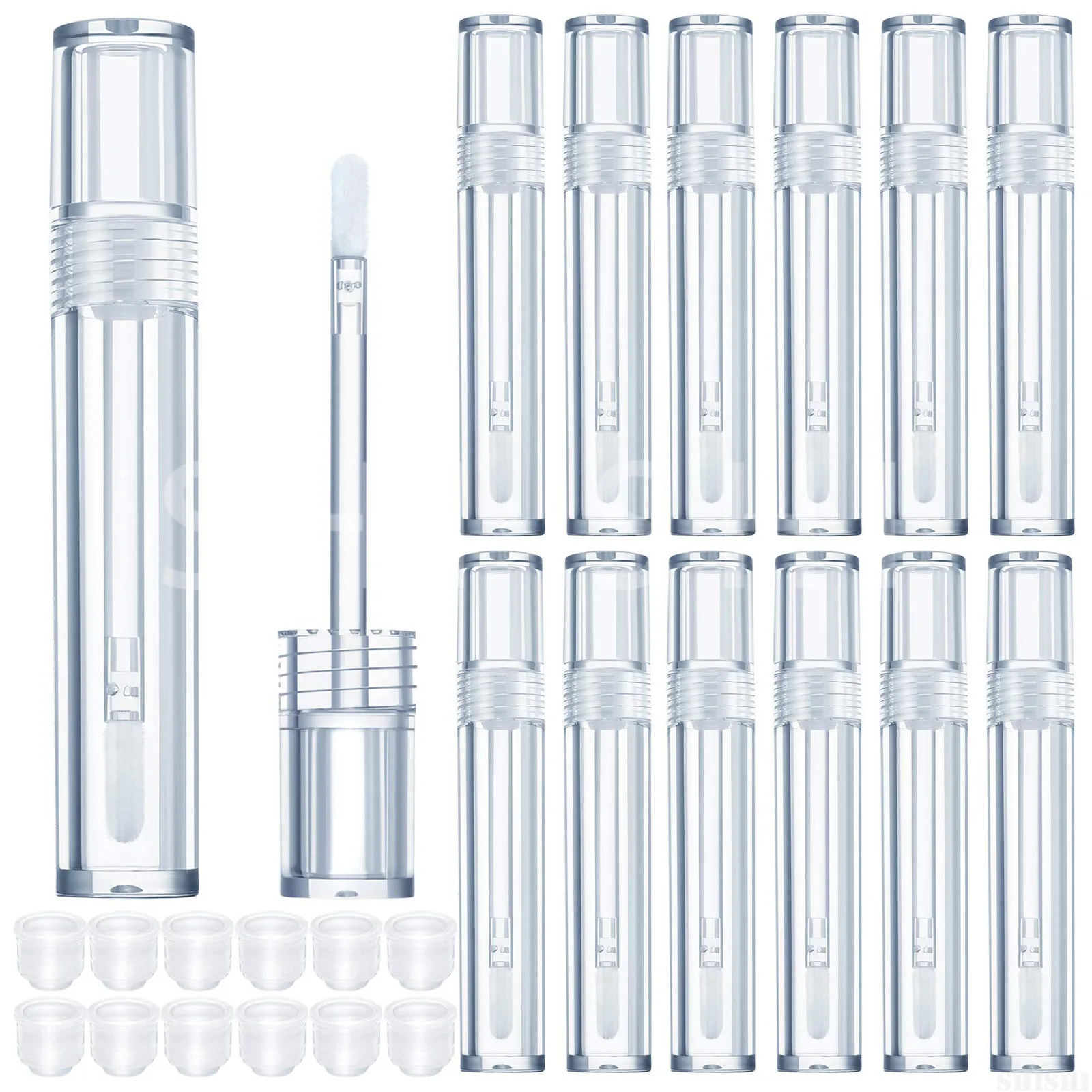 

50 pcs 5ml Empty Clear Lip Gloss Tube Plastic Lipstick Vial Balm Pipe Bottle with Rubber Stopper DIY Cosmetic Sample Container