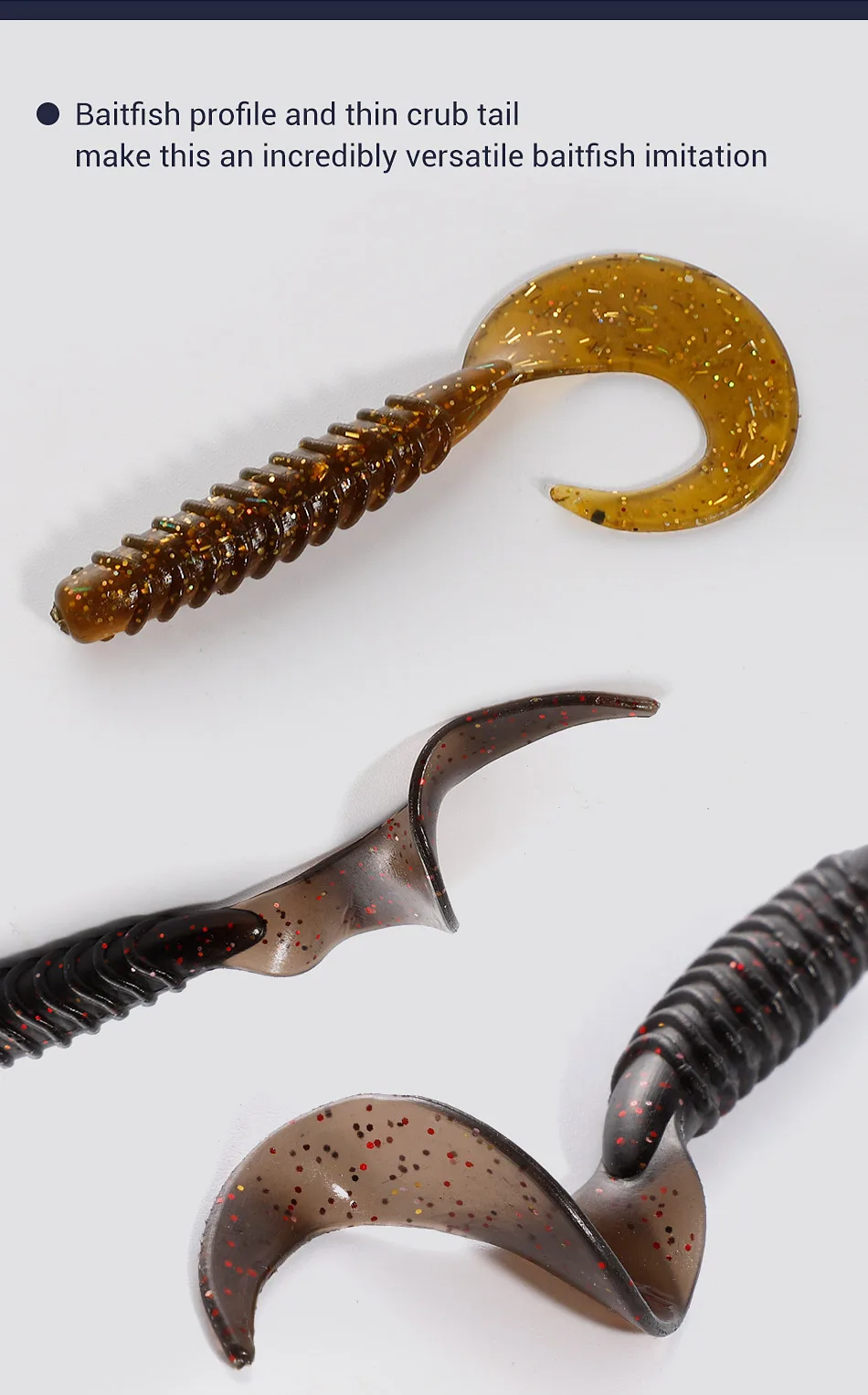 Noeby Soft Köder Wurm Köder 7,5 cm 2,7g lockige Maden gerippte Silikon Köder Wobbler Gummi Swimbait Pike Barsch Bass Angel gerät – Detail 8