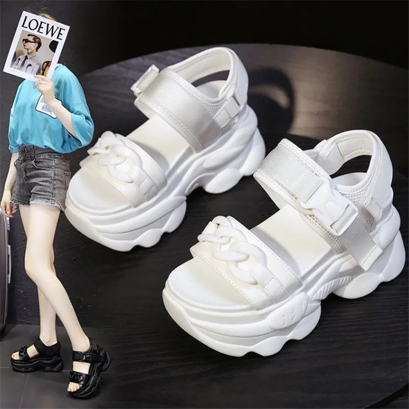 2021 Summer Wedges Sandals 9cm Ladies Beach Slippers High Heel Sandals Women Casual Shoes Platform Chunky Shoes Sandalias Mujer