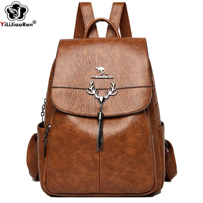 

Fashion Backpack Women Designer Brand Leather Backpack female Simple Travel Bag Daypack Large School Bags for Teenage Girls