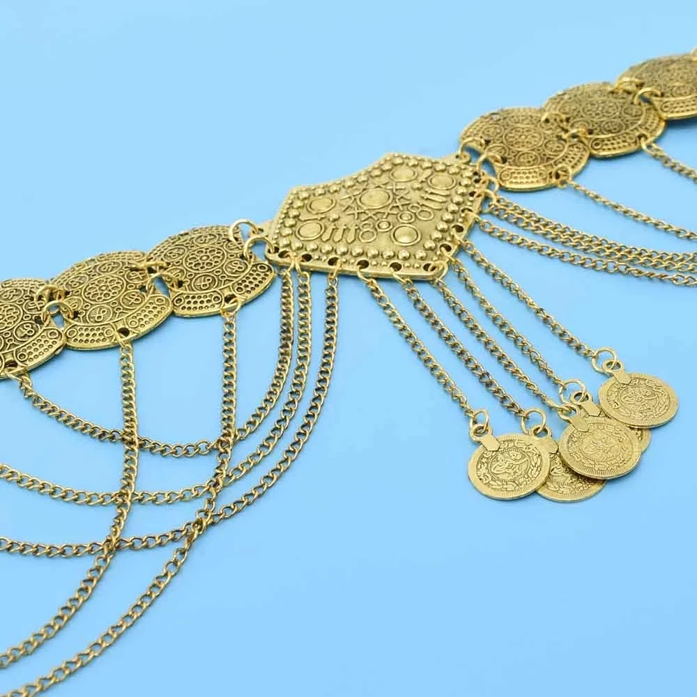 Gypsy Vintage Golden Silvery Coins Long Tassel Waist Belly Chains Turkish Afghan Traditional Robe Belt India Dance Body Jewelry - Image 5