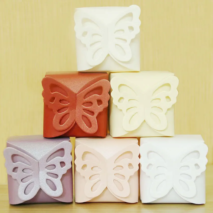 10 Pcs/lot Butterfly Party Wedding Candy Box Creative Birthday Baby Shower Favors Gift Bag Butterfly Pearl Paper Party Supplies