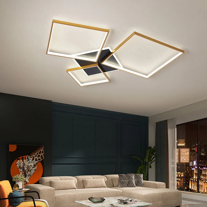 Modern Minimalist LED Square Ceiling Lamp Metal Chandelier Living Room Bedroom Kitchen Interior Decoration Lamps