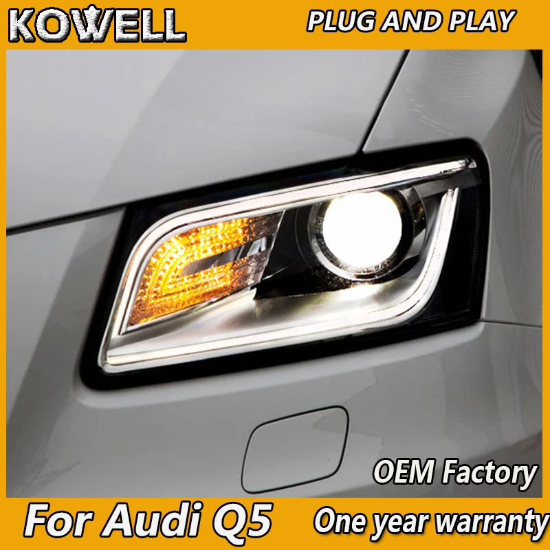 

KOWELL автомобильный Стайлинг для фар Audi Q5 2013-2015 Q5 фара DRL объектив двойной луч H7 HID ксеноновые би ксеноновые линзы