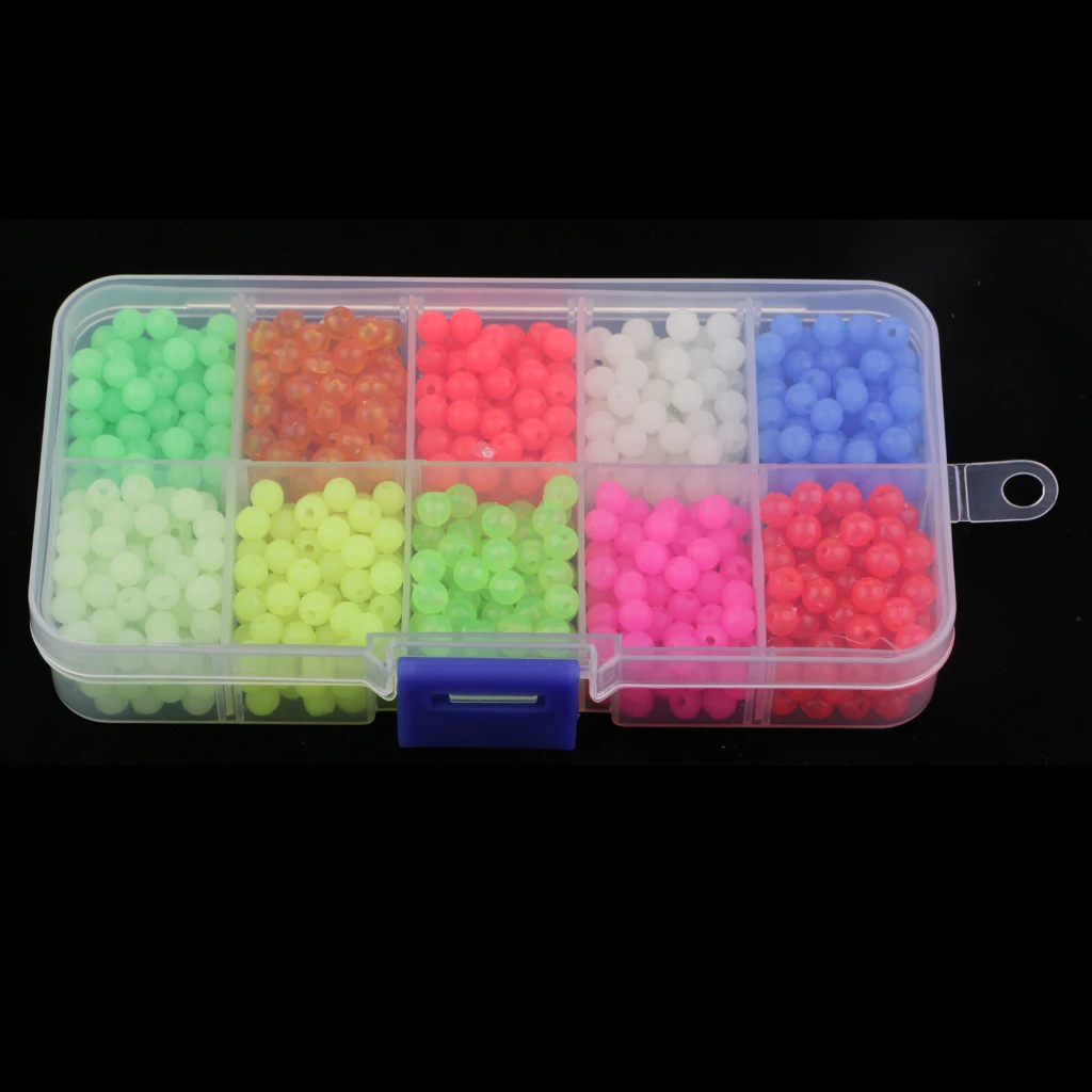 1000 Pieces Round Luminous Fishing Beads Glow in Dark Lure Float Floating Tackles Multicolor Fishing Baits for Fishing