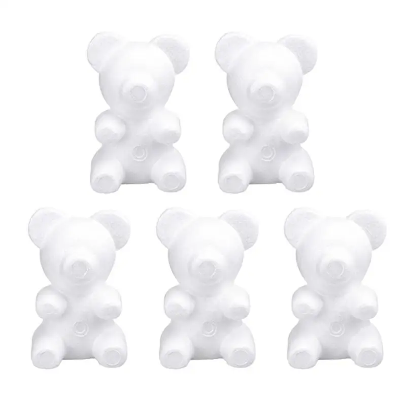 5Pcs Artificial Flowers Foam Diy Diy Craft Foam Bear Shaped Modelling Crafts Modelling Polystyrene Shapes Model Mould Diy