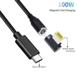 100W Magnetic USB C Fast Charging Cable for Lenovo Thinkpad X1 Carbon Type C to Dc Power Adapter Connector for Lenovo Laptop