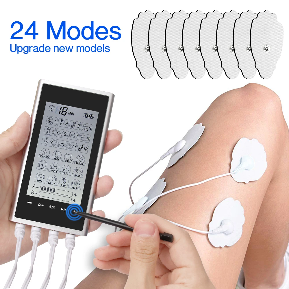 4 Output Channel Multi-Functional 24 Modes EMS Professional Muscle Electrostimulator Physiotherapy Tens Machines Pain Relief Pad