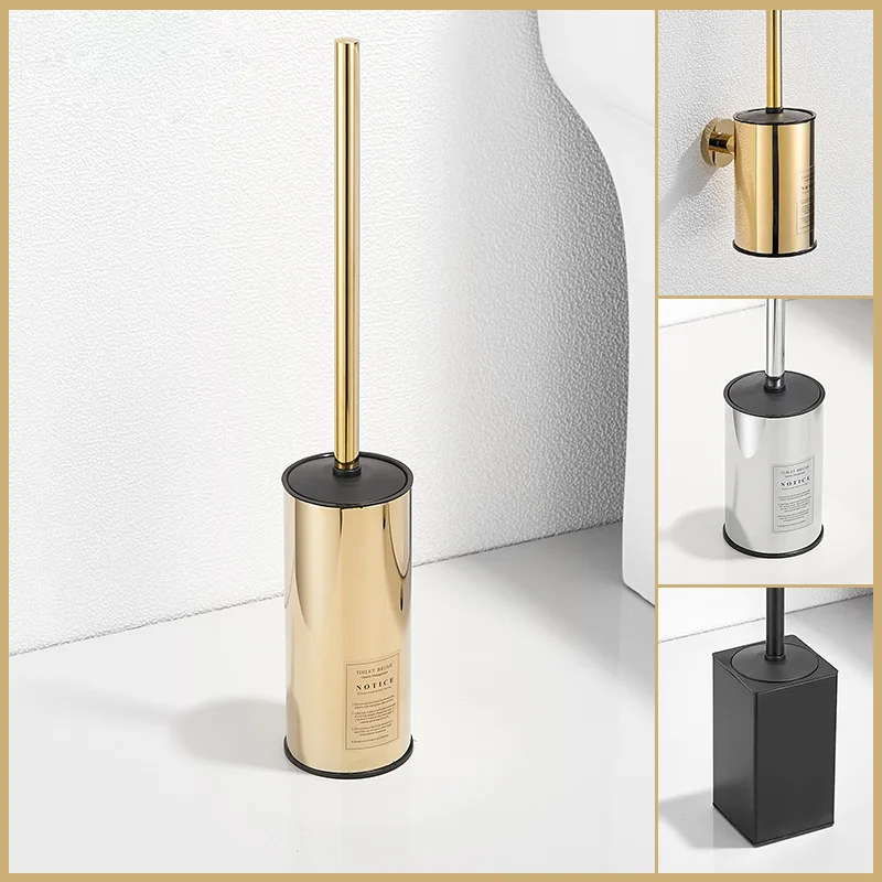 

Stainless Steel Wall-Mounted Toilet Brush Household No Dead Angle Cleaning Tool Electroplating Light Luxury Bathroom Accessories