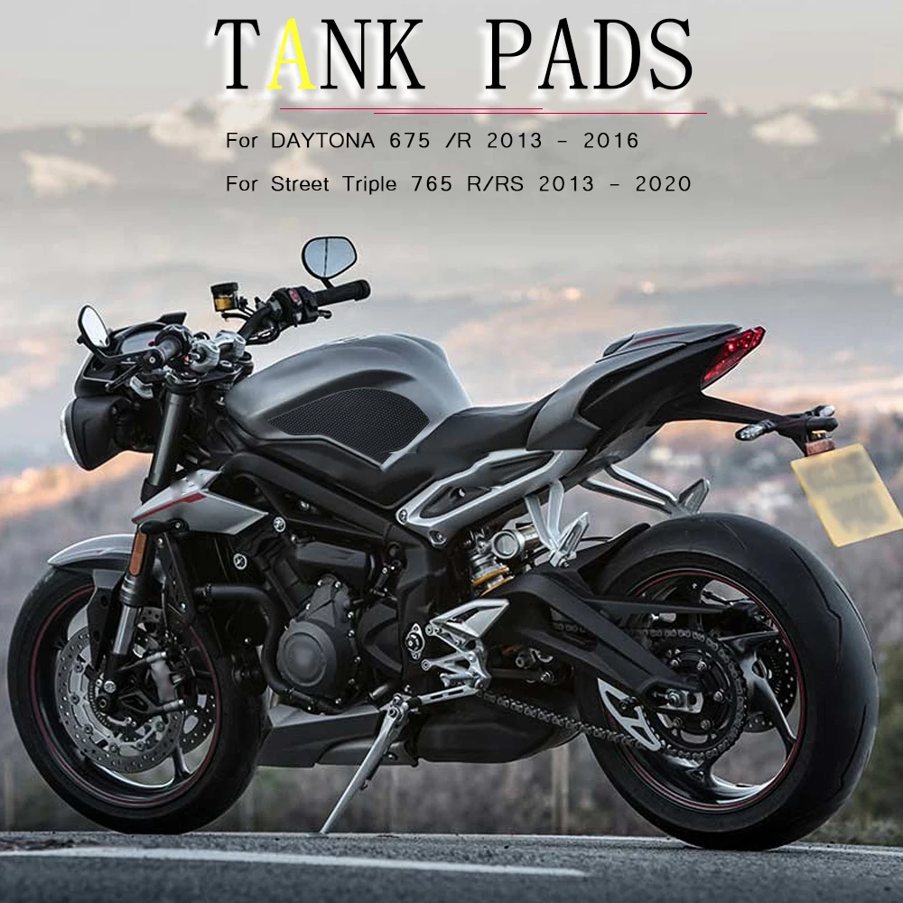 For STREET TRIPLE 765 R/RS Fuel Tank Pads Protector Stickers Decal Gas Knee Grip Traction Pad Side Sticker For DAYTONA 675 /R