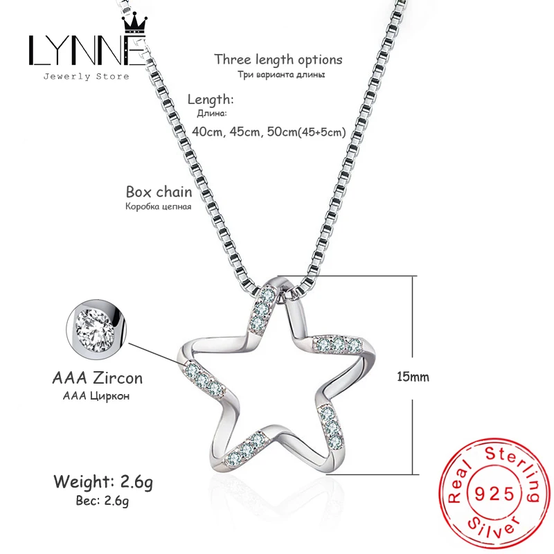 Hot 925 Sterling Silver Rhinestone Star Pendant Necklace Fashion Charm Clavicle Zircon Necklace Jewelry Women&Girl Birthday Gift