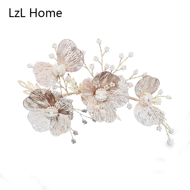 Lzl casa jóias de noiva artesanal frisado puro cobre flor acessórios para o cabelo hairpin noiva headdress casamento da dama de honra jóias