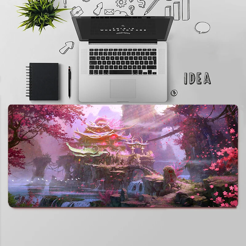 Grand tapis de souris de jeu pour ordinateur PC, accessoire de bureau, effet fantaisie, taille XXL