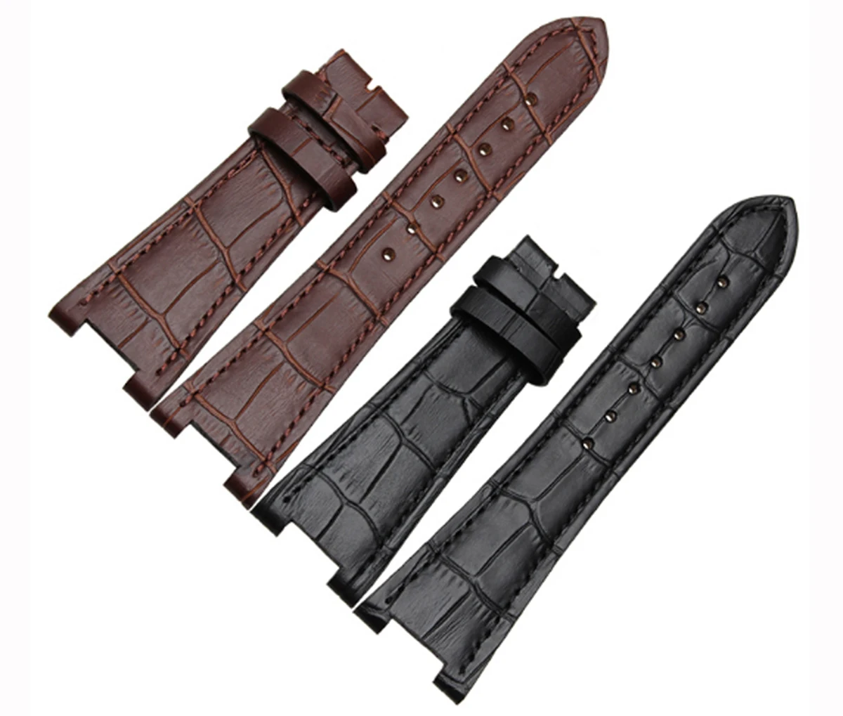 25mm Black/Brown Genuine leather Band Strap bracelet Watch Band Strap Fits for Patek Philippe [5711/5712]