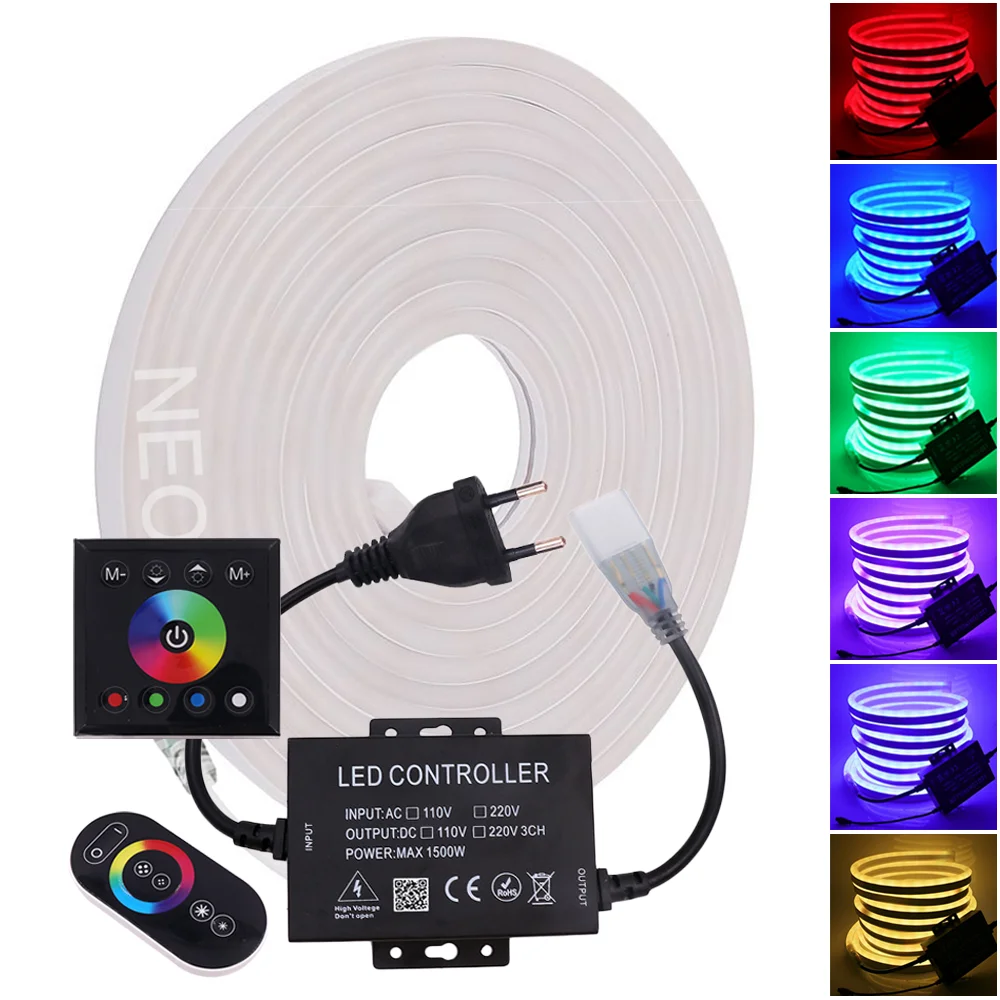 RGB Neon Light Strip 220V WIFI Bluetooth Control Flexible Neon Tape Ribbon 2835 120Leds/M Waterproof LED Strip Soft Neon Rope