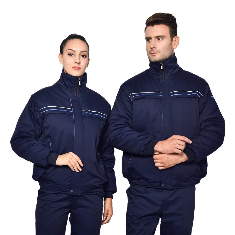 Winte Reflective Work Clothing Men Women Warm Wadded Jacket Padded Thicken Machine Repair Welder Workshop Wear Resistant Uniform