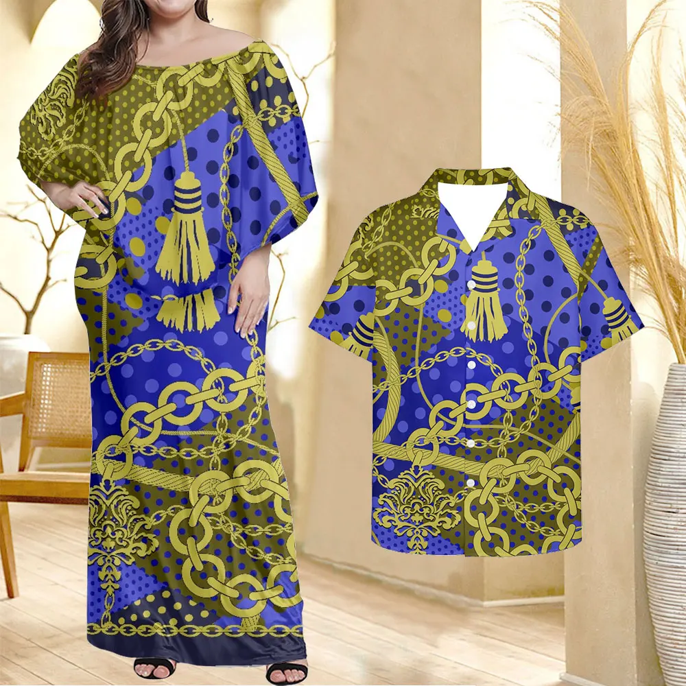 Noisydesigns Women's Summer Dress With Men Shirt Gold Flower Robe Vestidos Sexys Mujer Female Luxury Chain Print 4XL Dropship