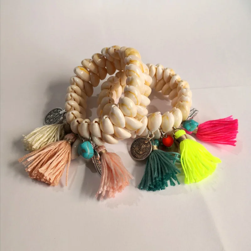 Bracelets for Women Boho Handmade Jewelry Shell Tassel Alloy Charms Bracelet Female Girl Gifts Accessories