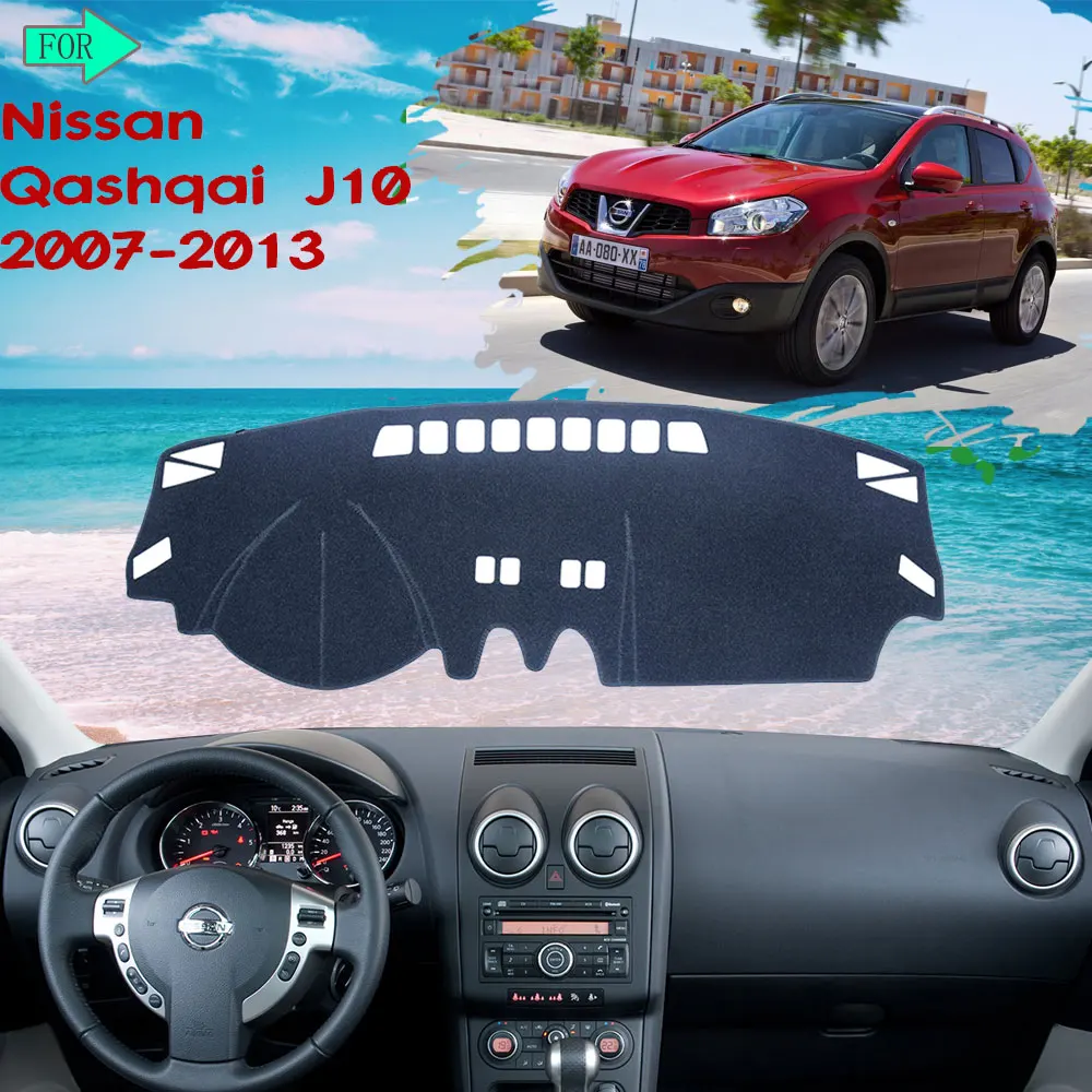 for Nissan Qashqai J10 2007-2013 Dashboard Mat Cover Protective Rug Pad Avoid Light Carpet 2008 2009 Auto-Goods Car Accessories