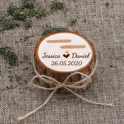 Personalized Rustic Wedding Wood Ring Box Holder Custom Your Names and Date Wedding Ring Bearer Boxes