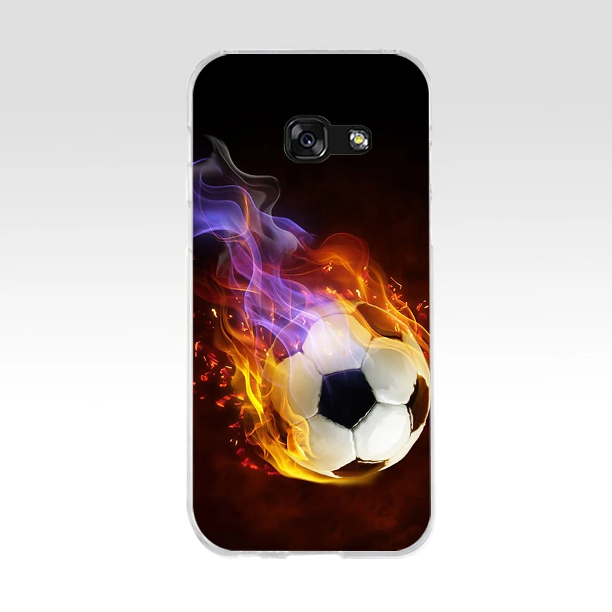 147  Fire Football Soccer Ball Soft Silicone Tpu Cover phone Case for Samsung a3 2016 a5 a6 plus a7 a8 a9 star lite s 6 7 8 9