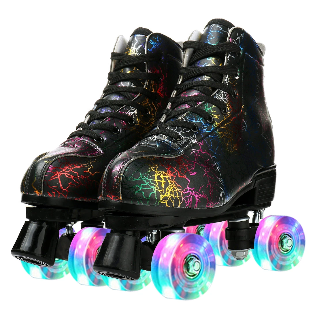 

2023 Quad Roller Skates Women Adult Beginner Outdoor Sliding Quality Microfiber PU Leather ABEC-5 Pu 4 Wheels Skating Flashing