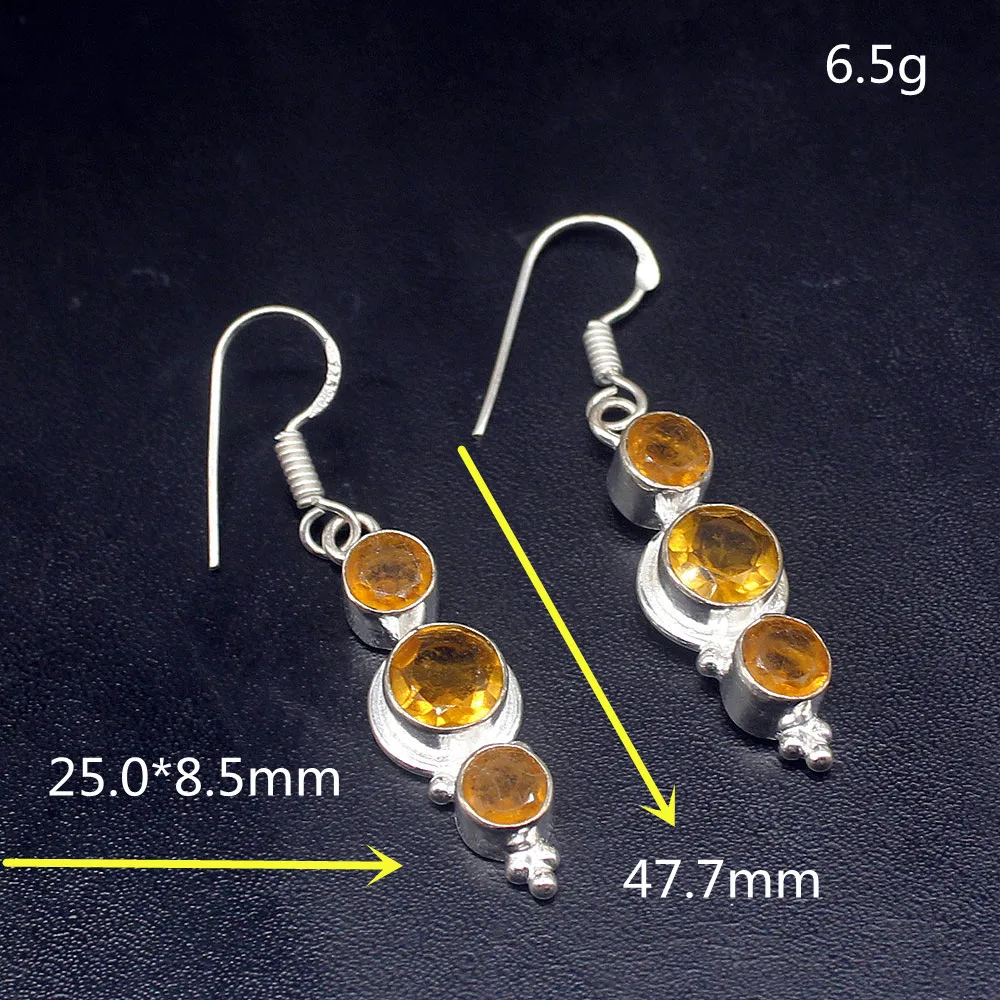 Gemstonefactory Big Promotion Unique 925 Silver Multi Gems Honey Topaz Women Ladies Gifts Dangle Drop Earrings 20211921